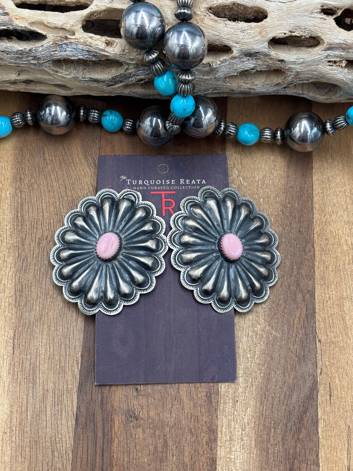 Pink Conch #1022-23 Concho Earrings Navajo