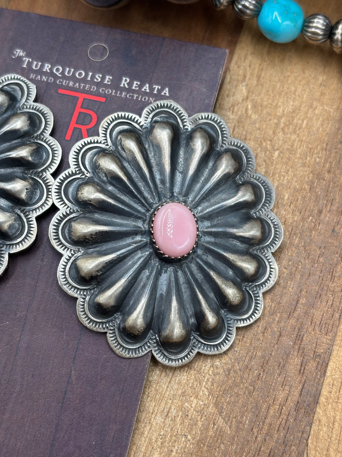 Pink Conch #1022-23 Concho Earrings Navajo