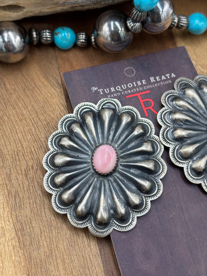Pink Conch #1022-23 Concho Earrings Navajo