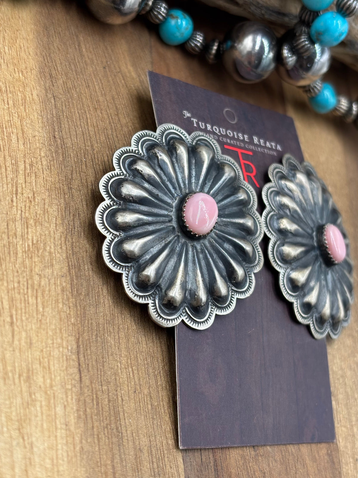 Pink Conch #1022-23 Concho Earrings Navajo
