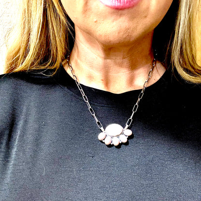 18" Half Cluster Pink Conch Necklace