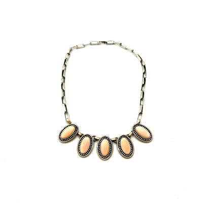 16" Pink Conch 5 Stone Necklace