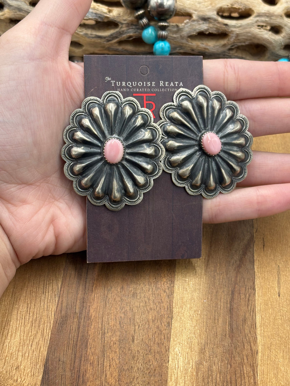 Pink Conch #1022-23 Concho Earrings Navajo