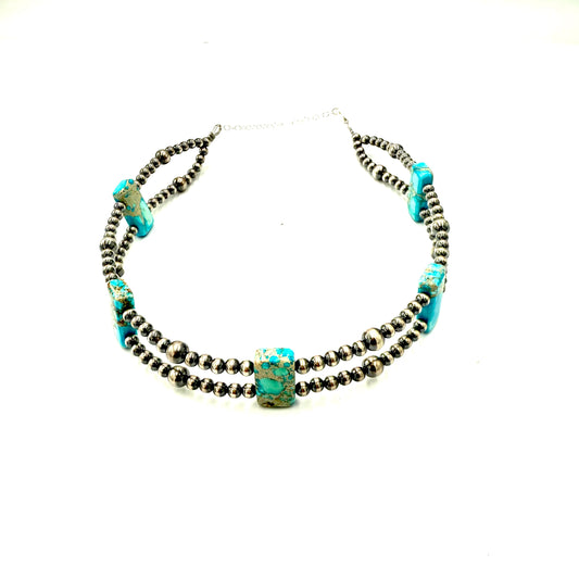14" Variscite and Pearl Choker