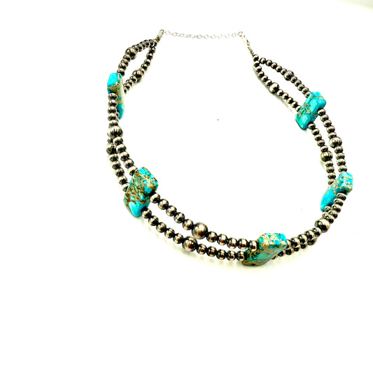 14" Variscite and Pearl Choker