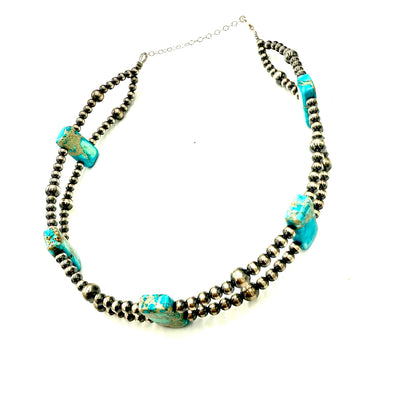 14" Variscite and Pearl Choker