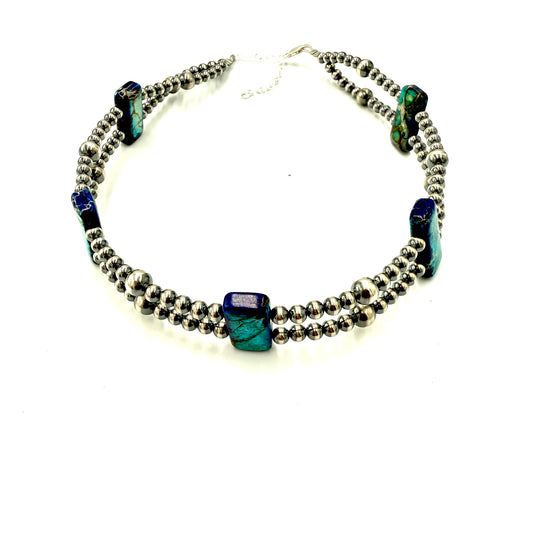 14" Variscite and Pearl Choker