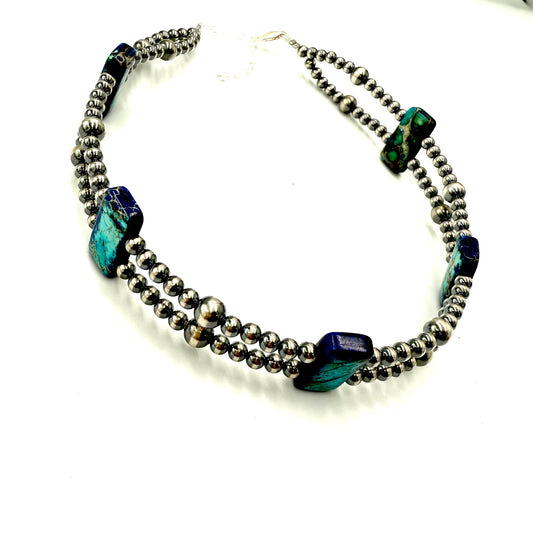 14" Variscite and Pearl Choker