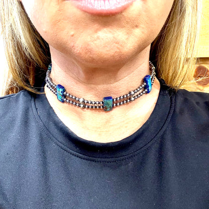 14" Variscite and Pearl Choker