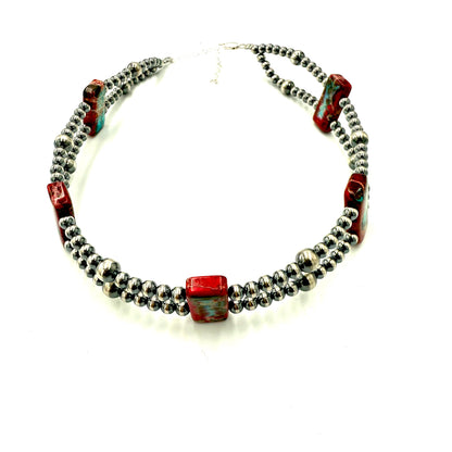 14" Variscite and Pearl Choker