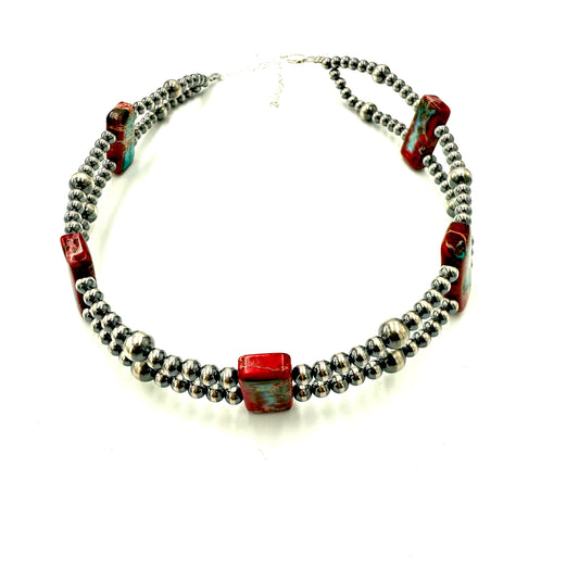 14" Variscite and Pearl Choker