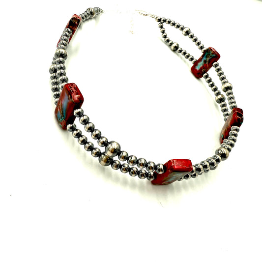 14" Variscite and Pearl Choker