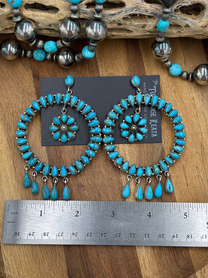 Turquoise Fancy Stud Circle Earrings