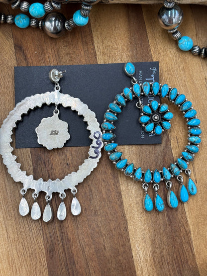 Turquoise Fancy Stud Circle Earrings