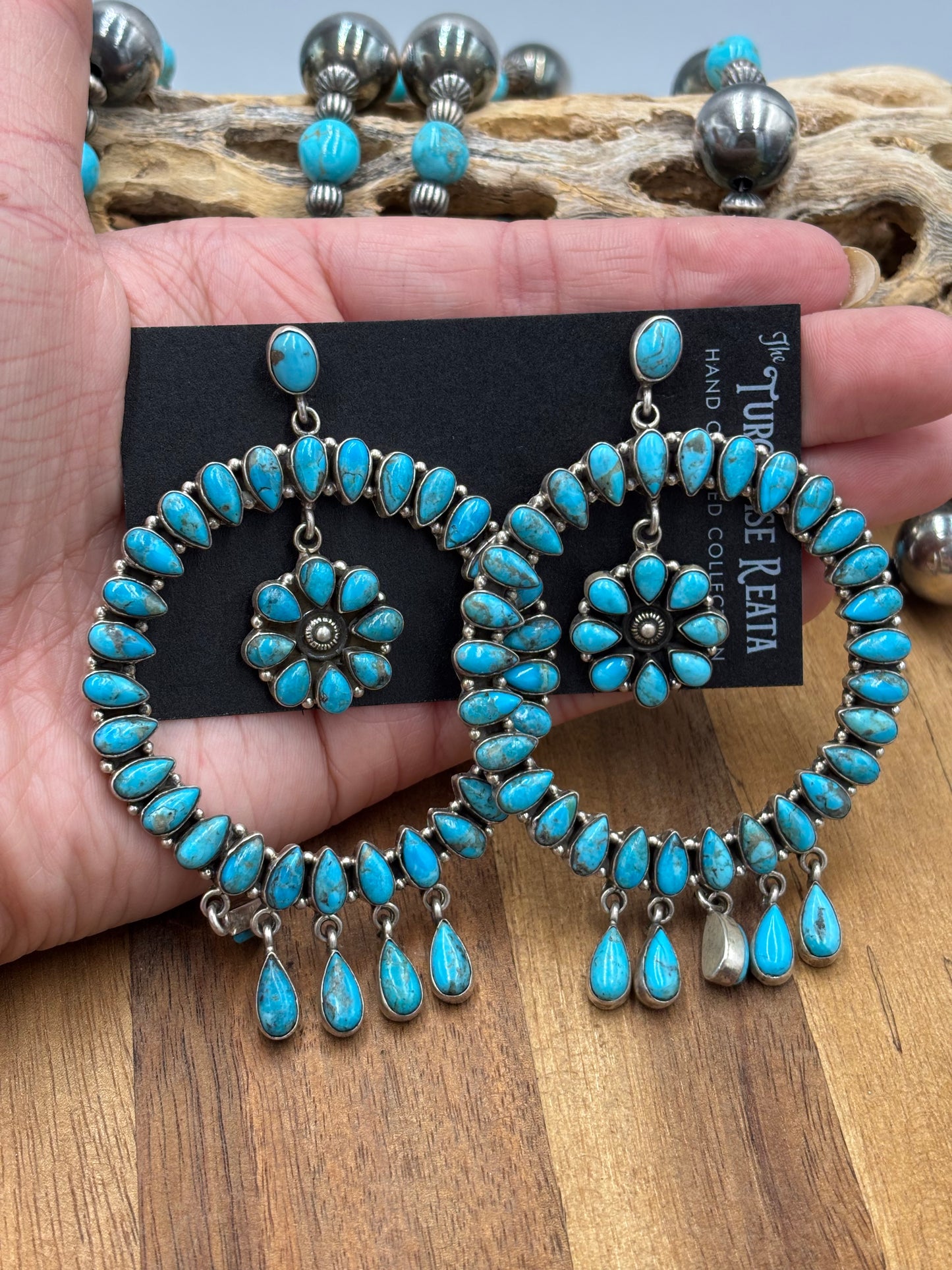 Turquoise Fancy Stud Circle Earrings