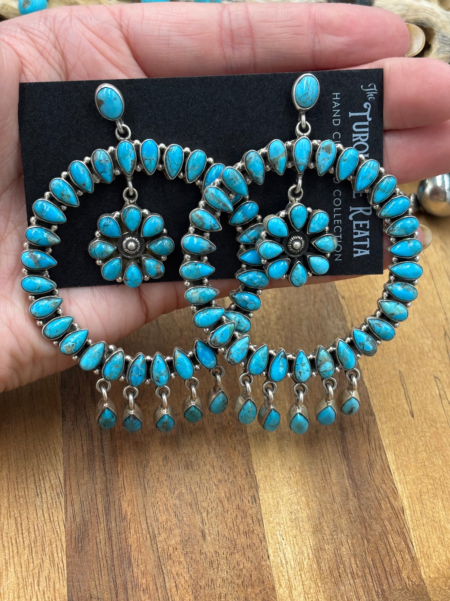 Turquoise Fancy Stud Circle Earrings
