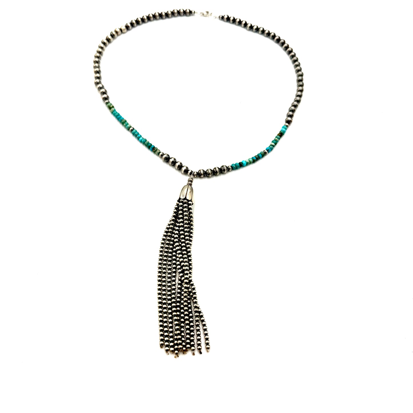 20" Sterling Silver Pearl Tassel Necklace