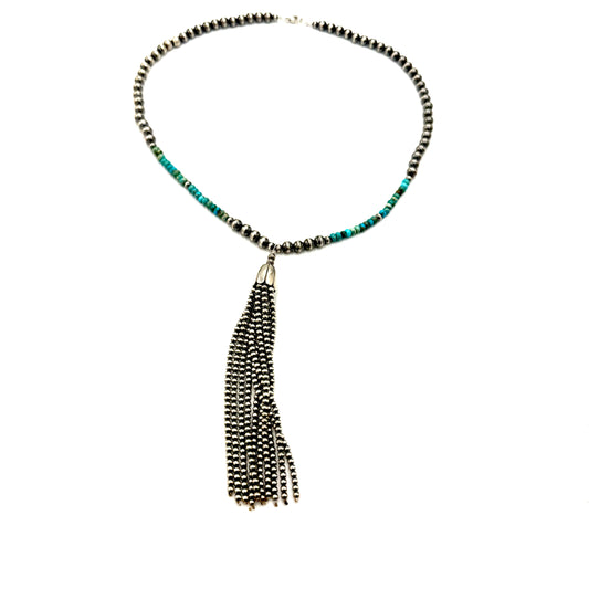 20" Sterling Silver Pearl Tassel Necklace