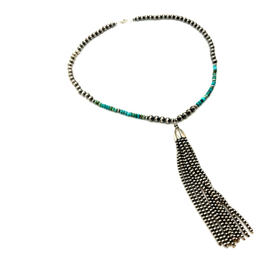 20" Sterling Silver Pearl Tassel Necklace