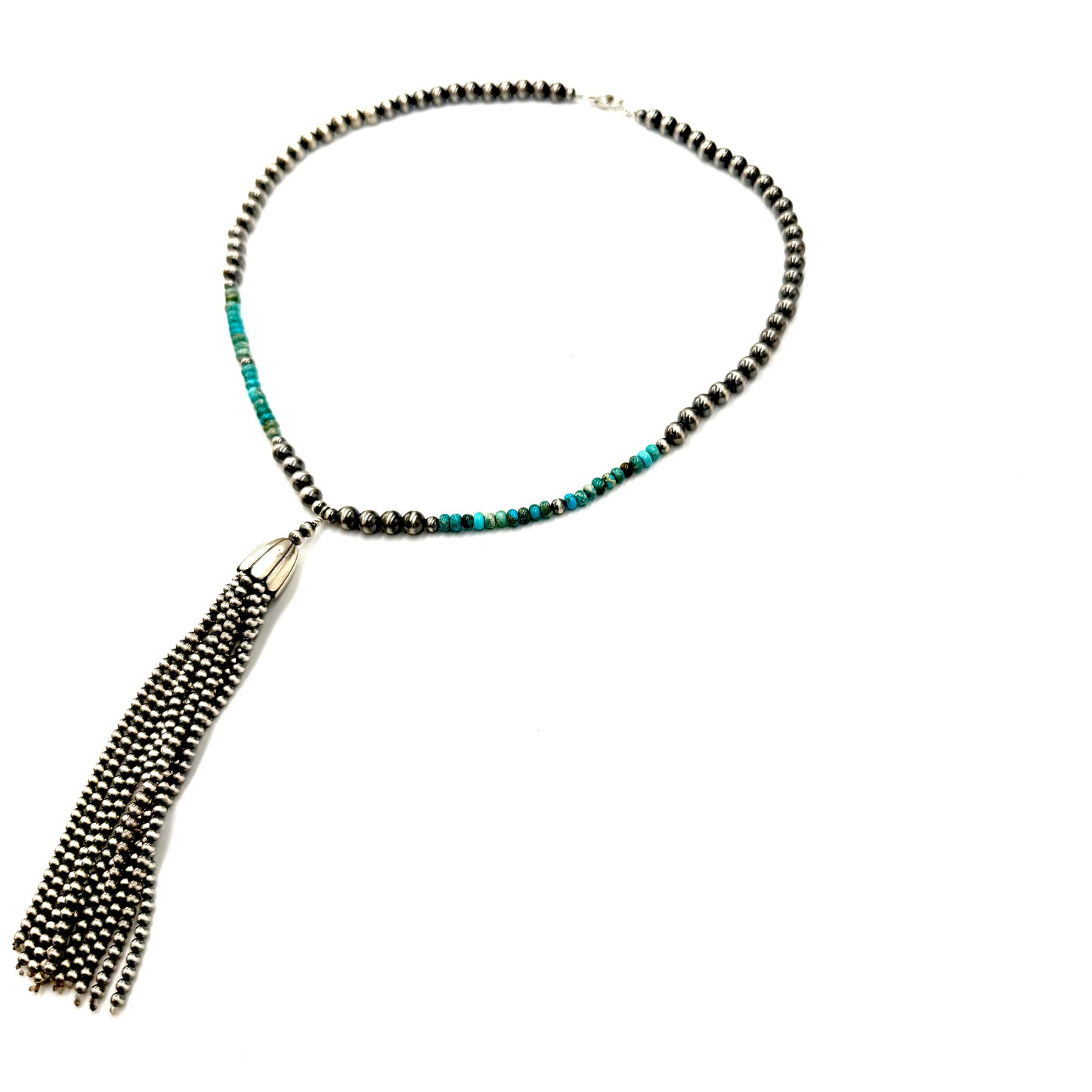 20" Sterling Silver Pearl Tassel Necklace