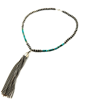 20" Sterling Silver Pearl Tassel Necklace
