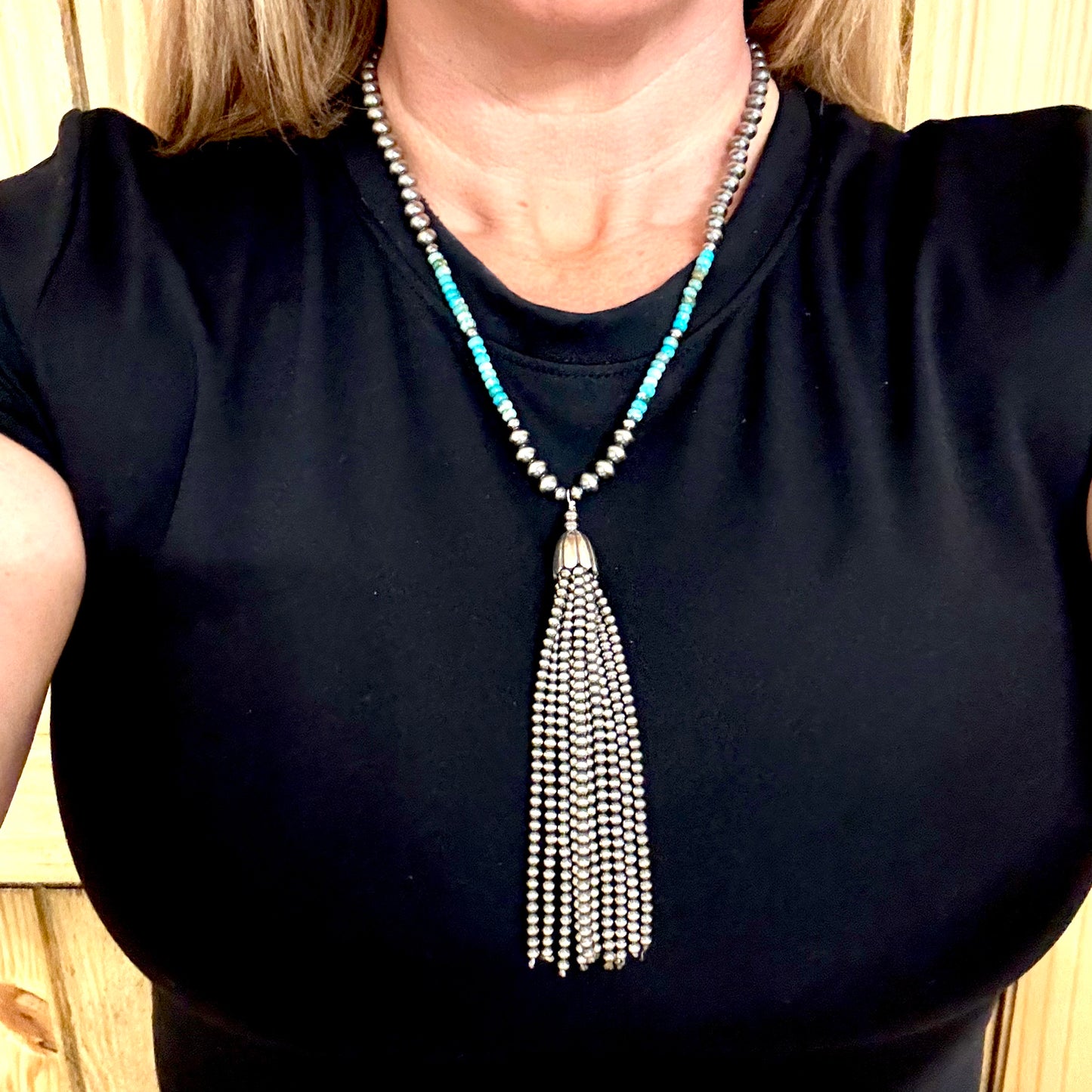 20" Sterling Silver Pearl Tassel Necklace