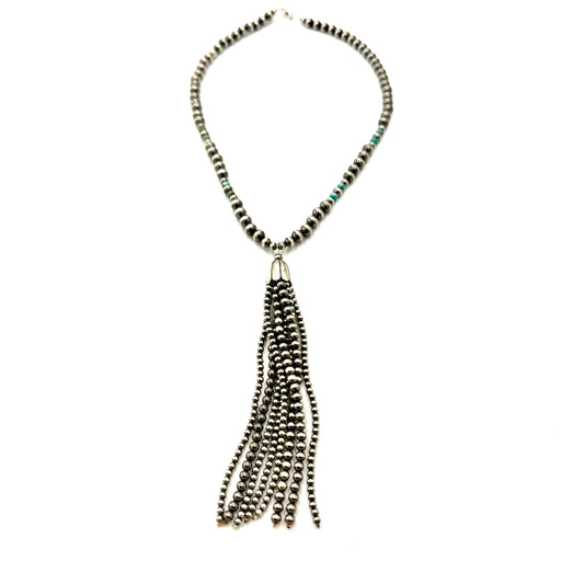 23" Sterling Silver Pearl Tassel Necklace