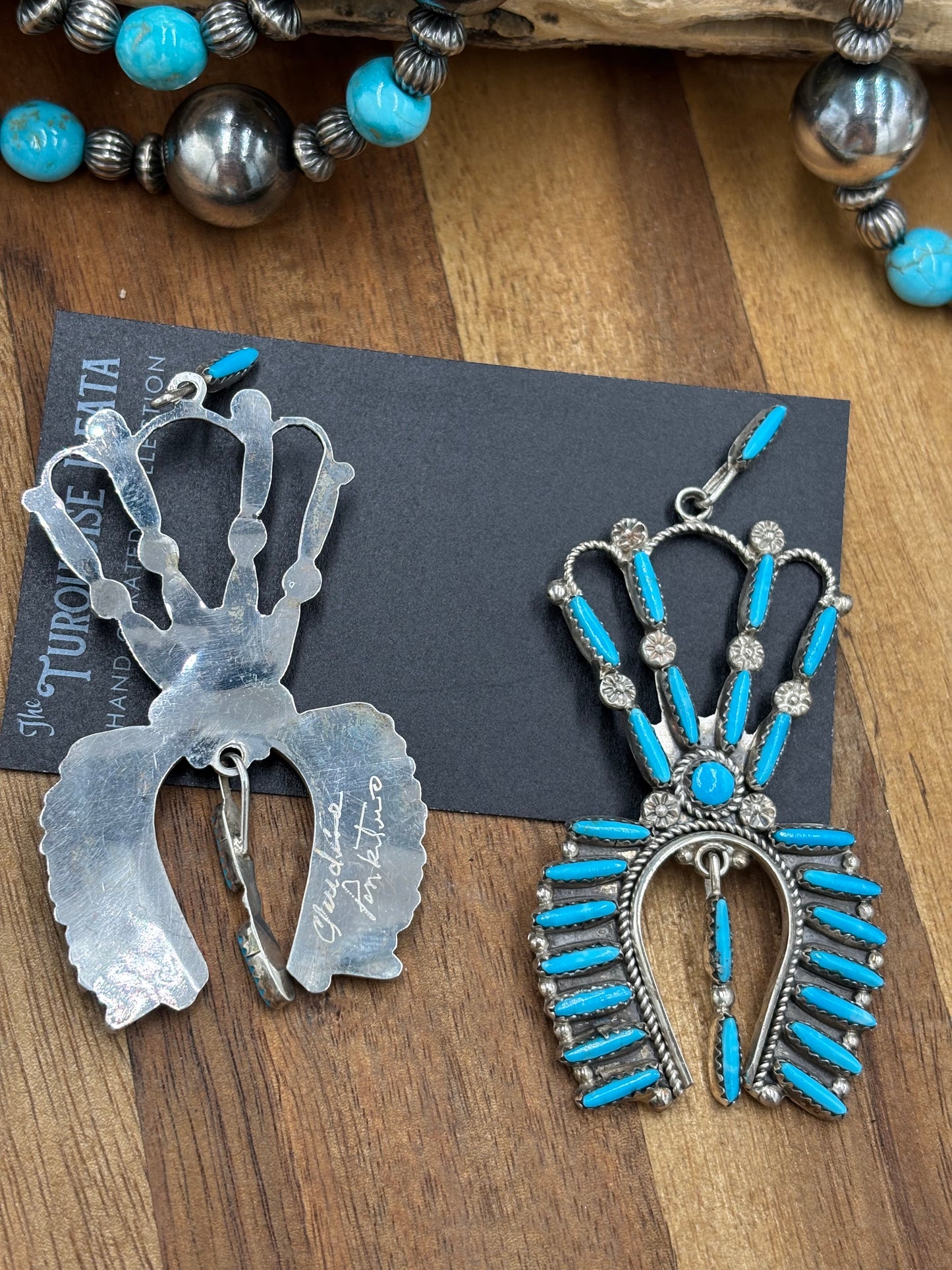 Turquoise Needlepoint Earrings, Zuni
