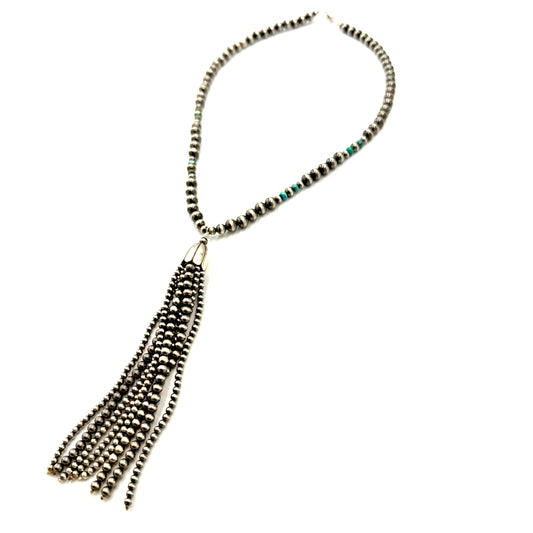 23" Sterling Silver Pearl Tassel Necklace