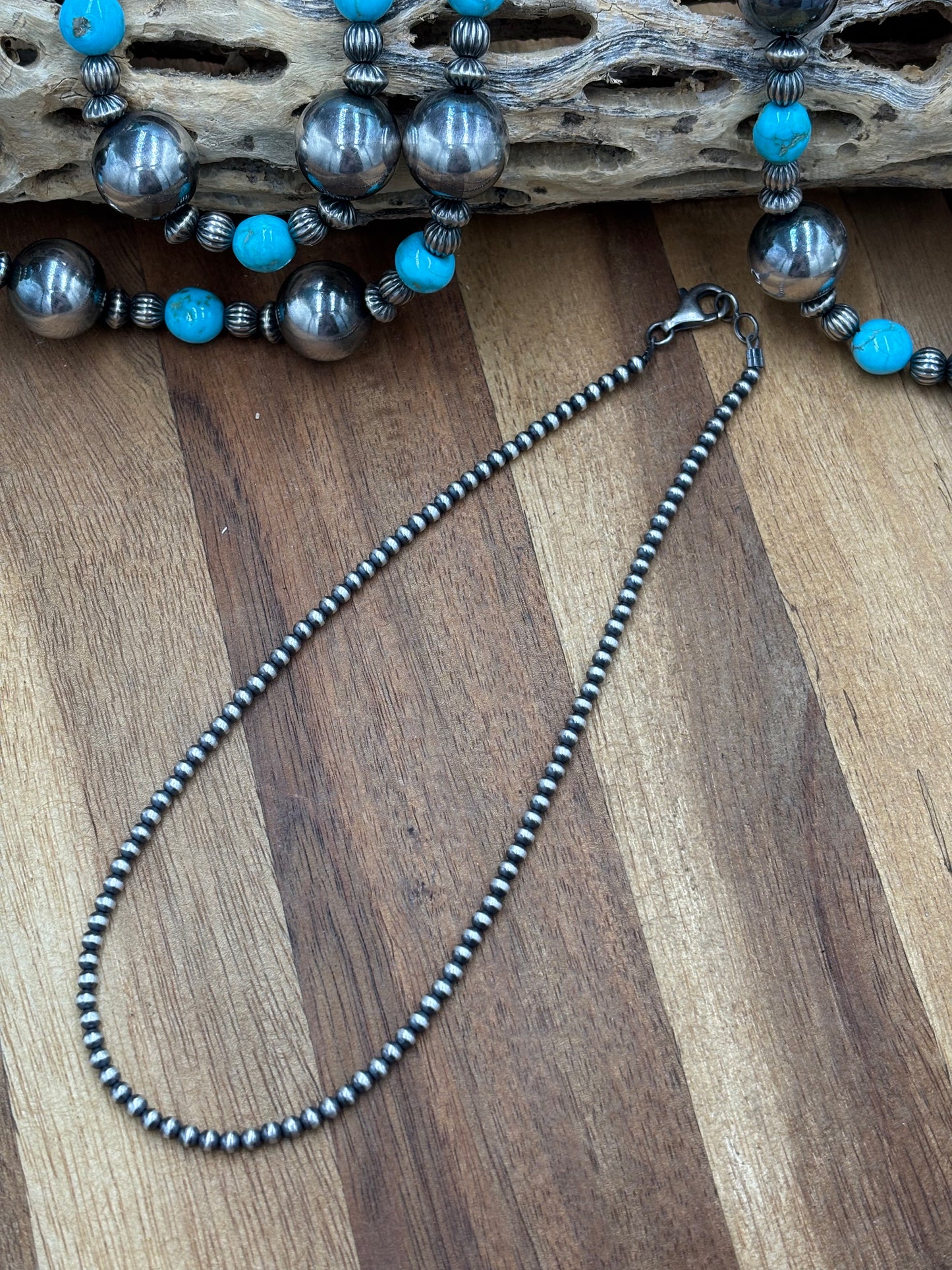 3mm 14" Sterling Silver Pearl Necklace