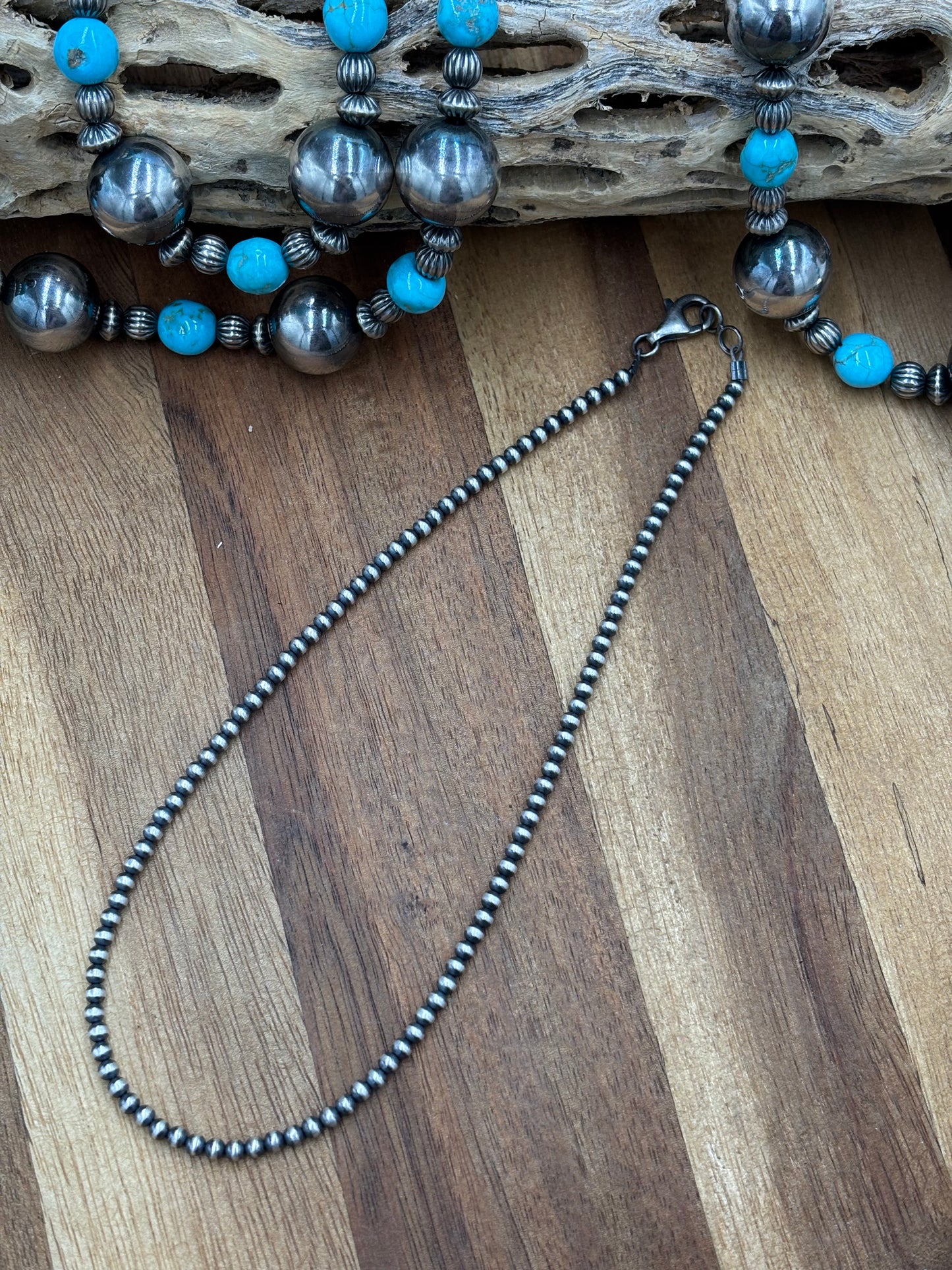3mm 14" Sterling Silver Pearl Necklace