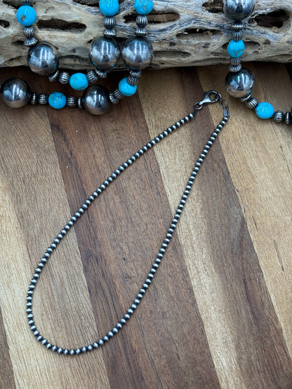 3mm 14" Sterling Silver Pearl Necklace