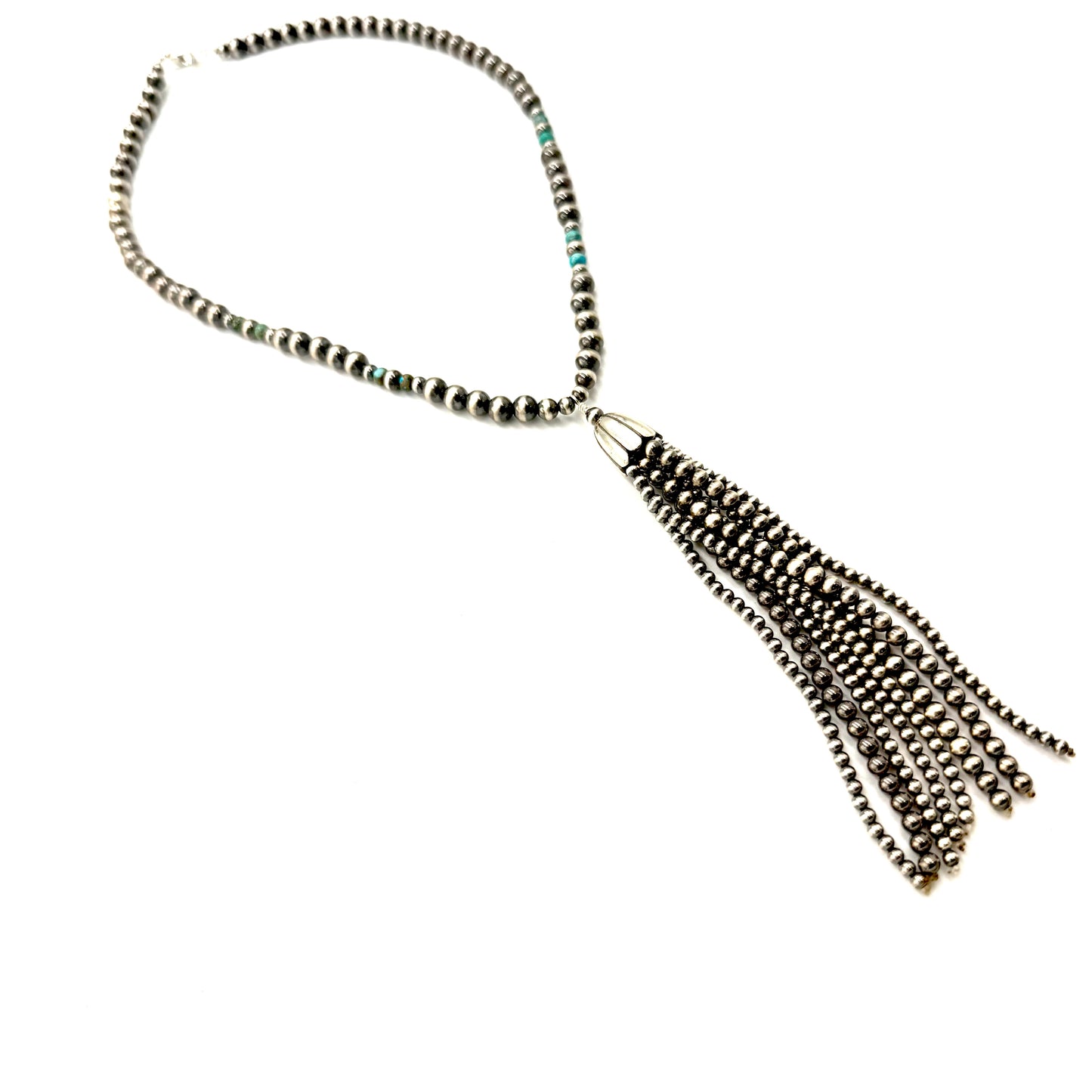 23" Sterling Silver Pearl Tassel Necklace
