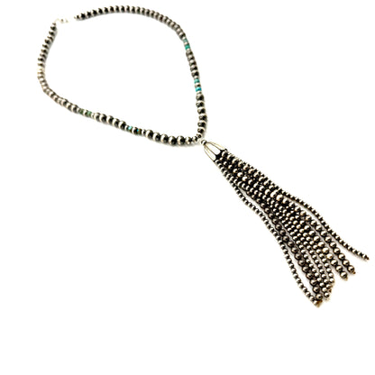 23" Sterling Silver Pearl Tassel Necklace
