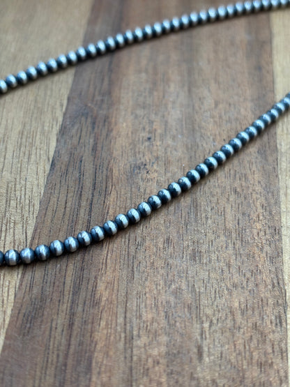 3mm 14" Sterling Silver Pearl Necklace