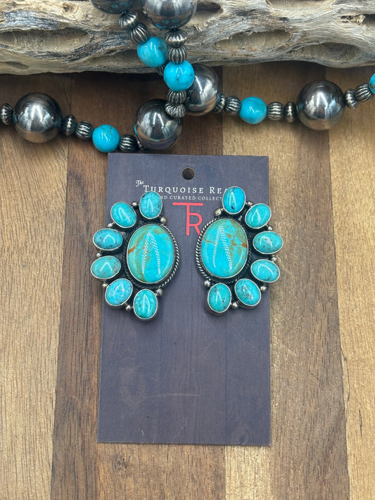 Turquoise #1022-20 Cluster Earrings by Carol Wylie, Navajo