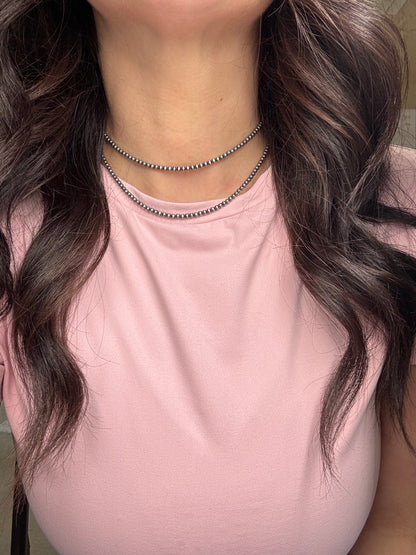 3mm 14" Sterling Silver Pearl Necklace