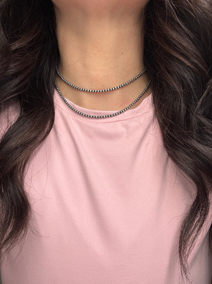3mm 16" Sterling Silver Pearl Necklace