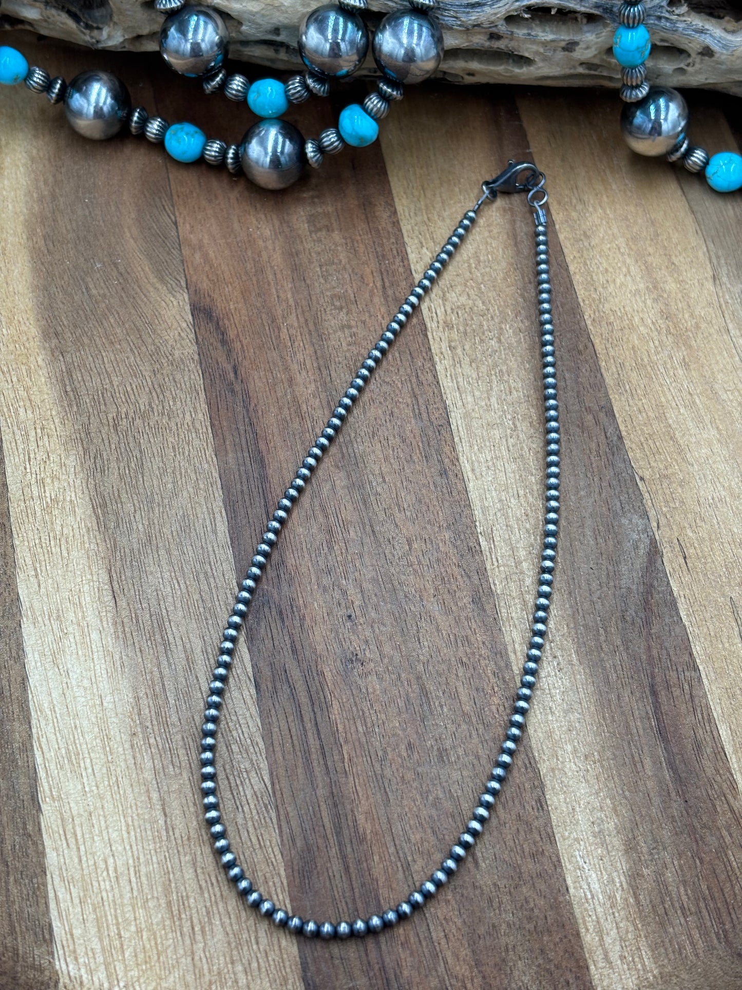 3mm 16" Sterling Silver Pearl Necklace
