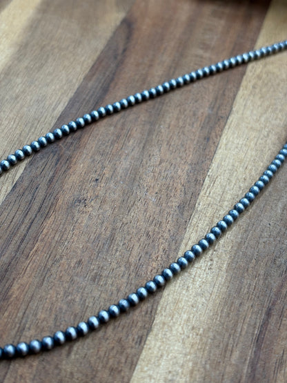 3mm 16" Sterling Silver Pearl Necklace
