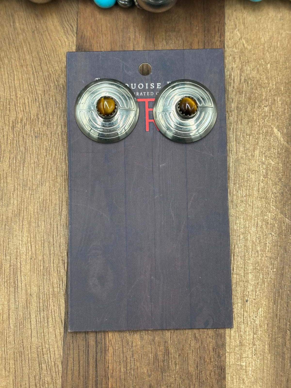Tigers Eye Jasper #1022-19 Concho Earrings