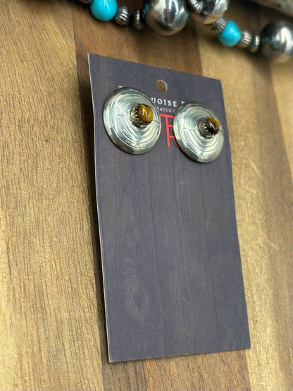 Tigers Eye Jasper #1022-19 Concho Earrings
