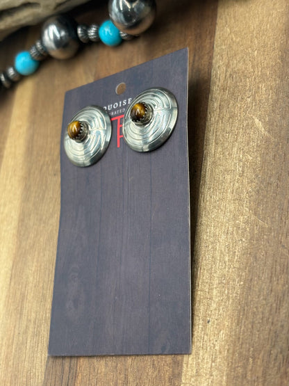 Tigers Eye Jasper #1022-19 Concho Earrings