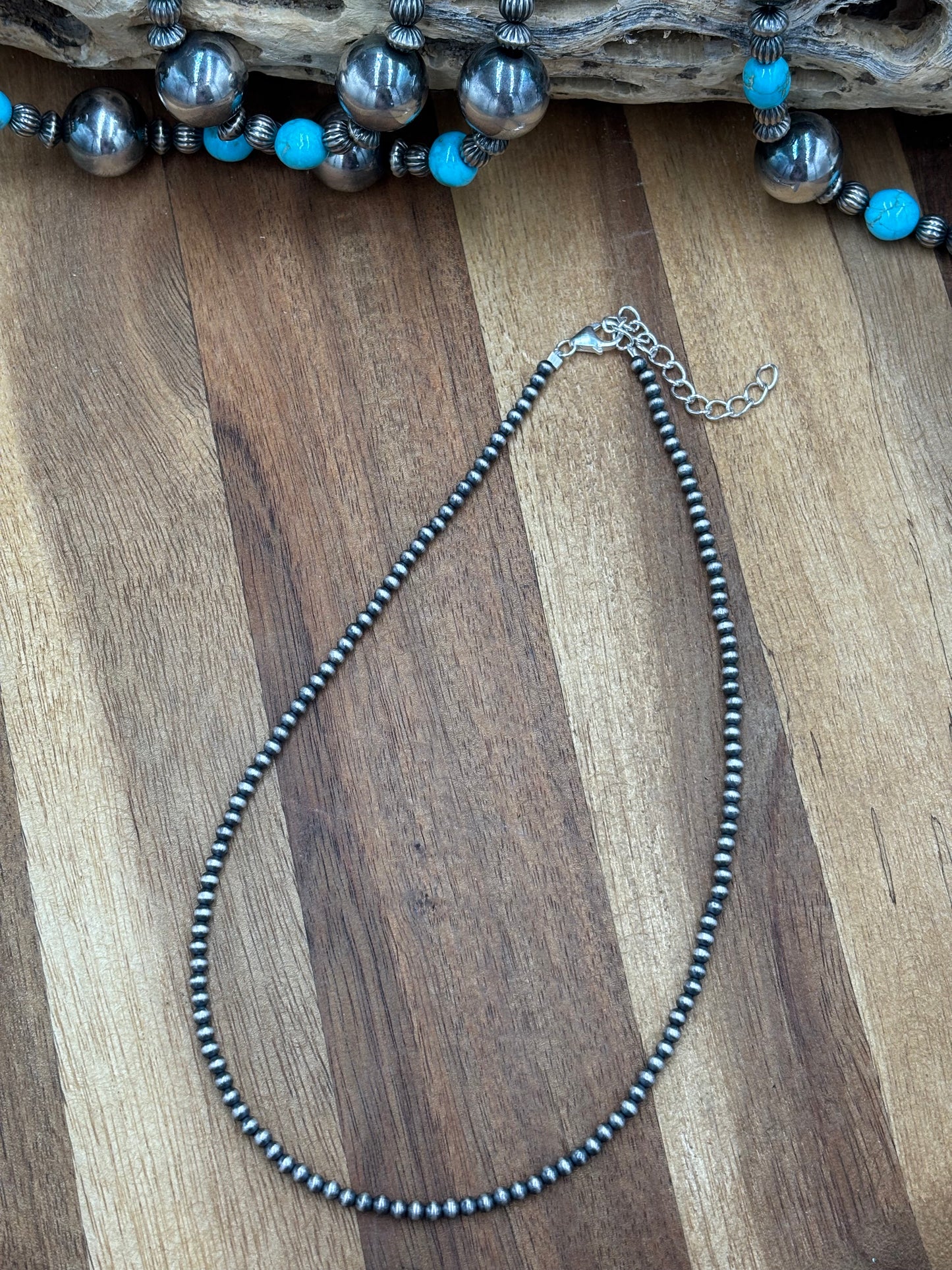 3mm 14" + 2" Extender Sterling Silver Pearl Necklace