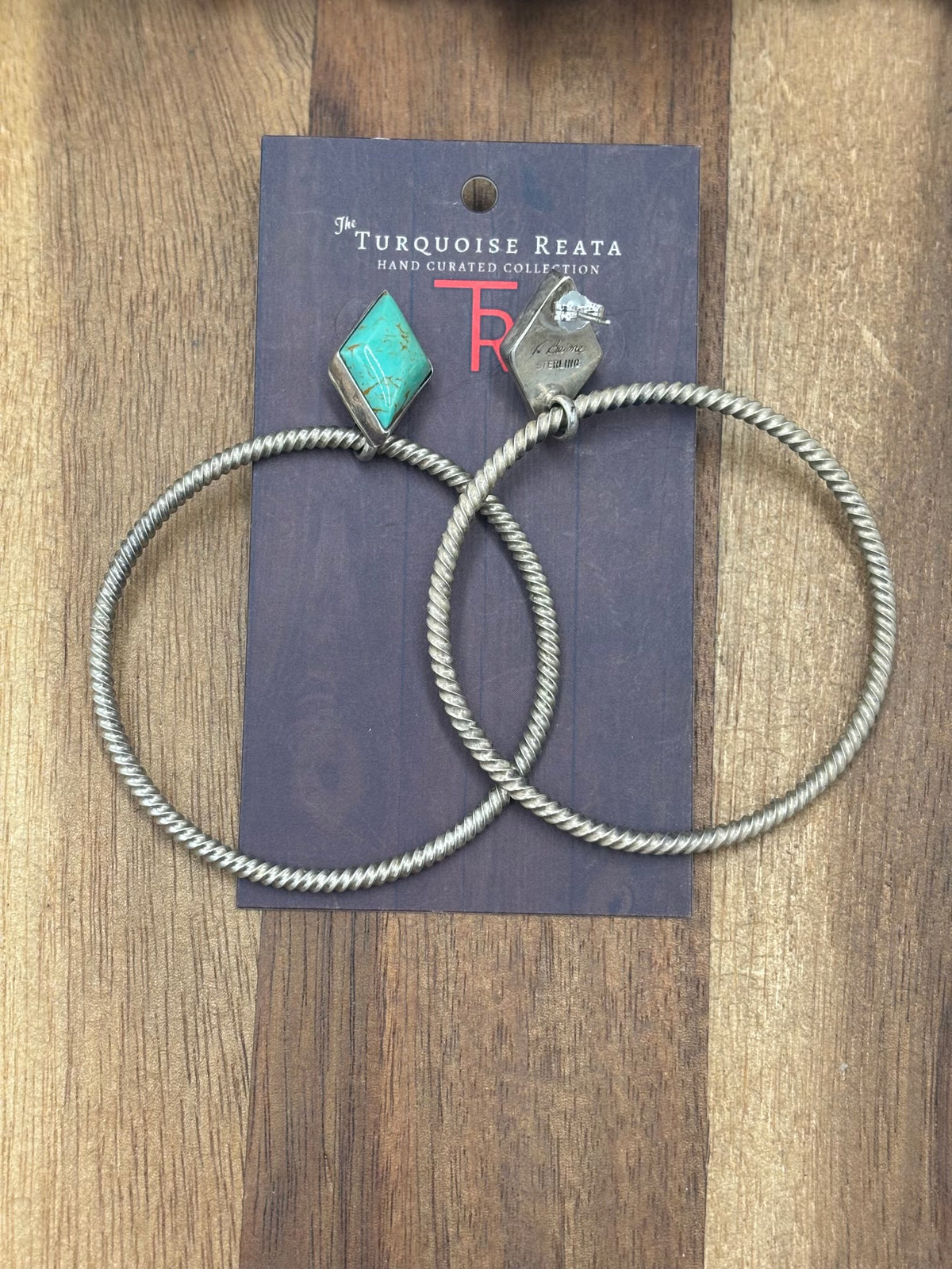 Turquoise #1022-18 Hoop Earrings by Y Belone, Navajo