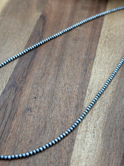 2mm 16" Sterling Silver Pearl Necklace