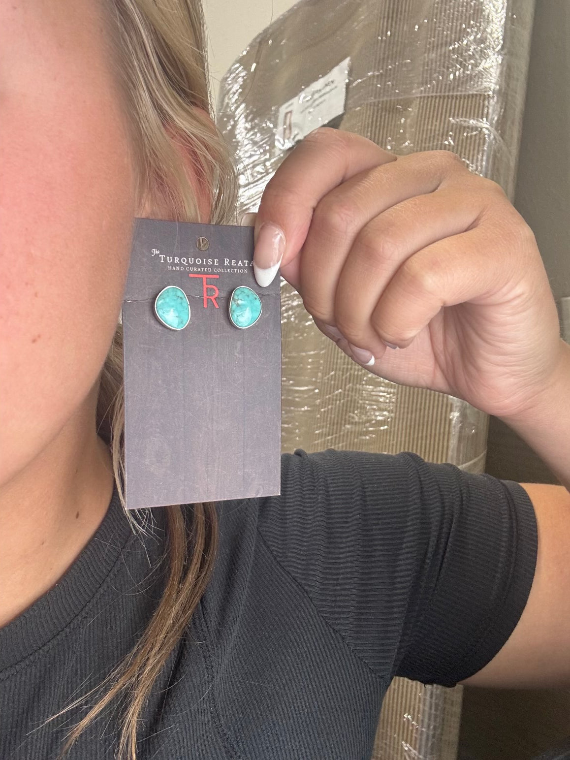 Turquoise #1022-17 Earrings by WN, Navajo