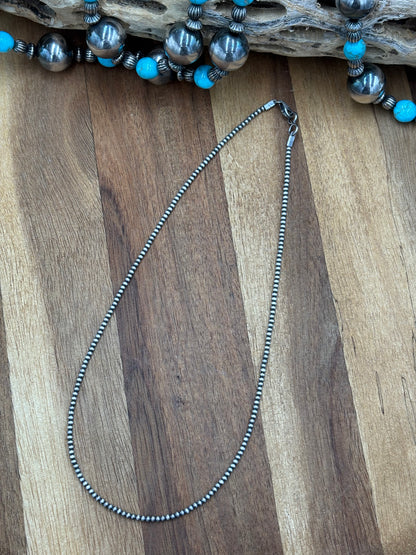 2mm 16" Sterling Silver Pearl Necklace