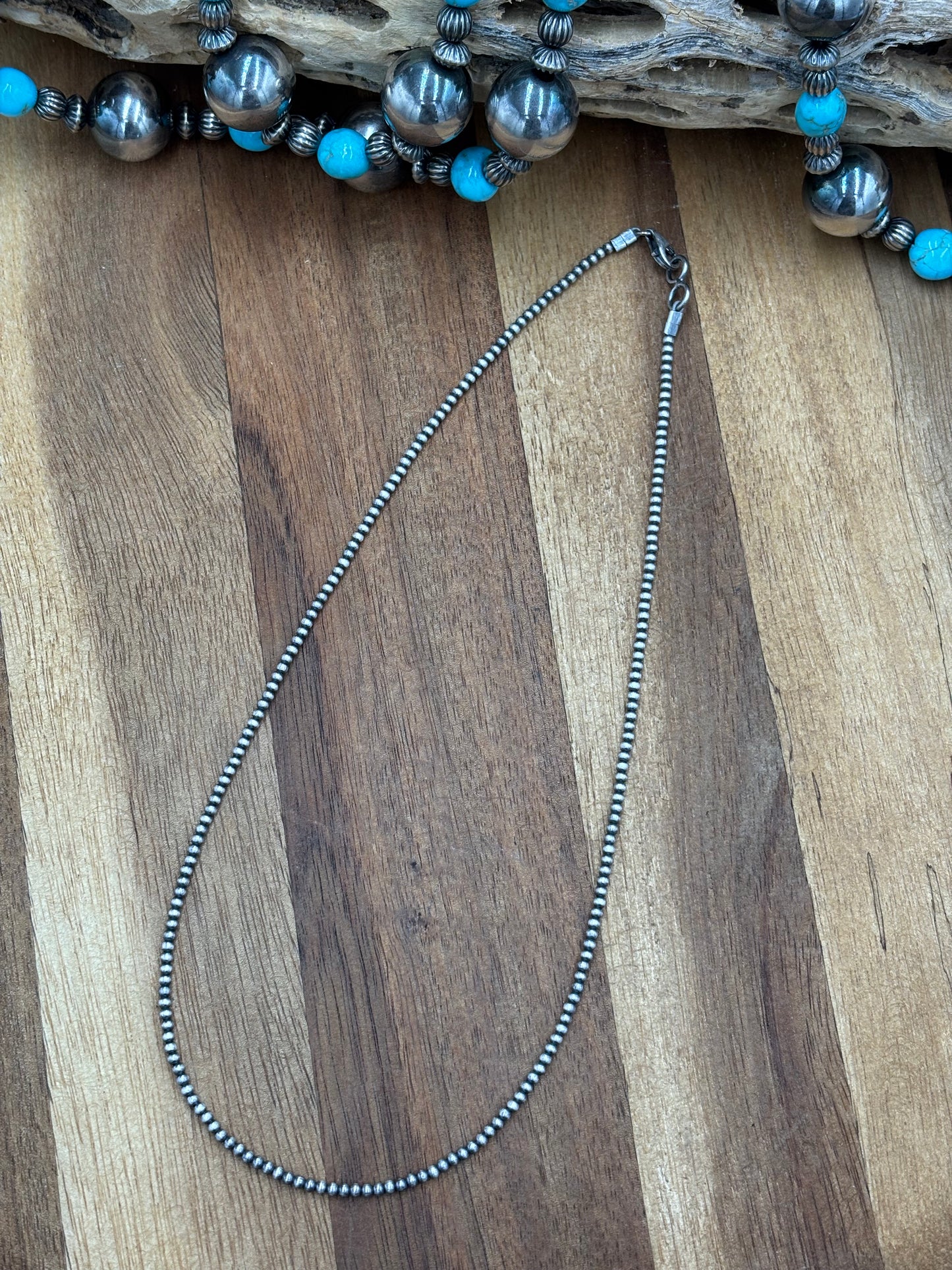 2mm 16" Sterling Silver Pearl Necklace