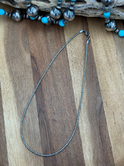 2mm 16" Sterling Silver Pearl Necklace